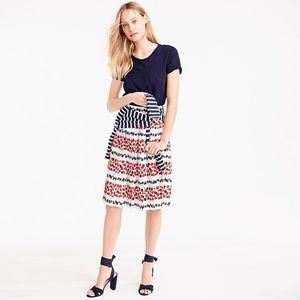 J Crew Berry Print Pleat Midi Skirt